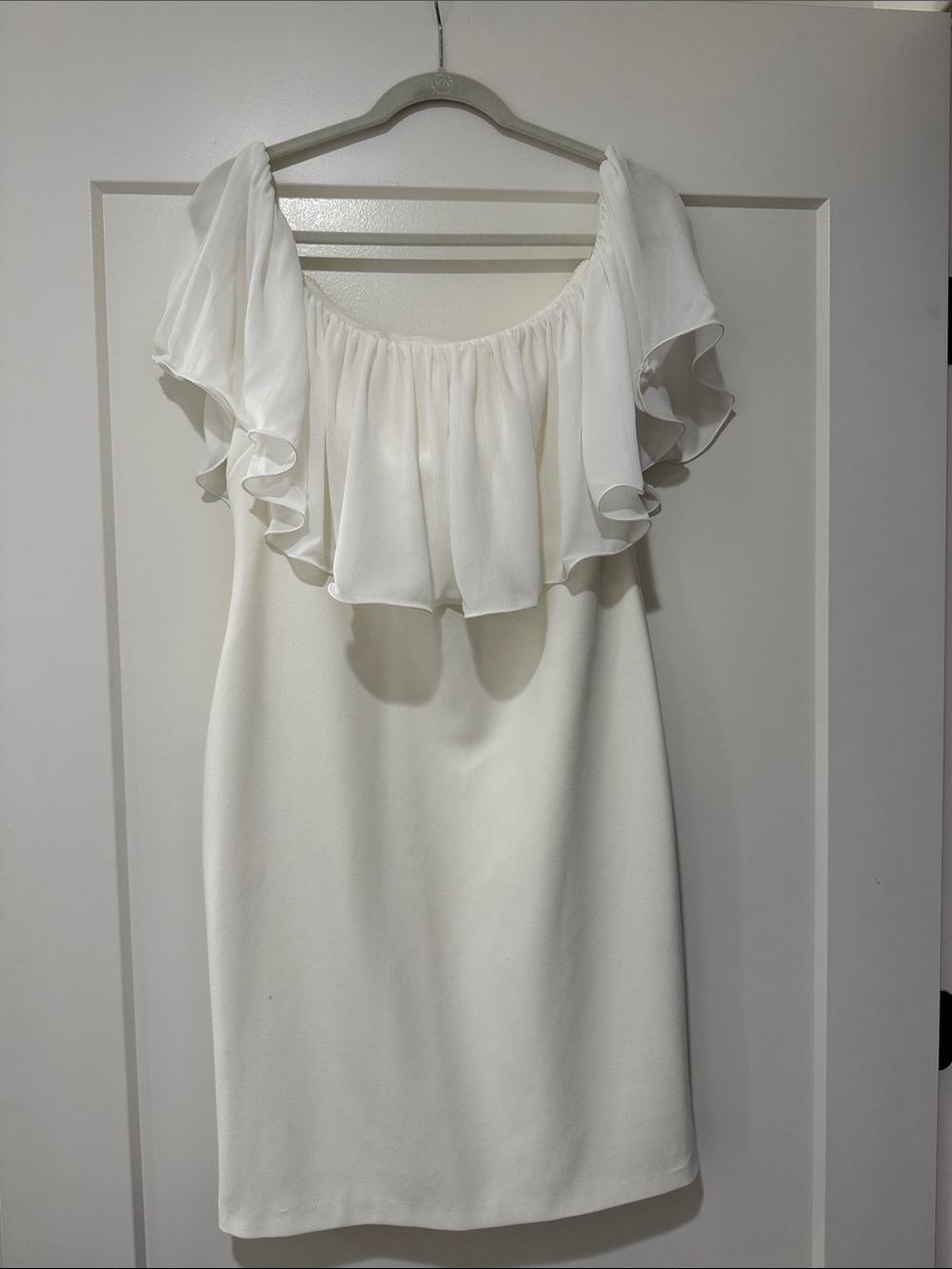 White Off-Shoulder Ruffle Dress
